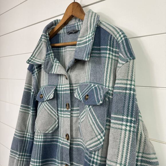 Members Mark Plaid Button Front Flannel Shacket Jacket Multicolored XXL - Picture 5 of 8